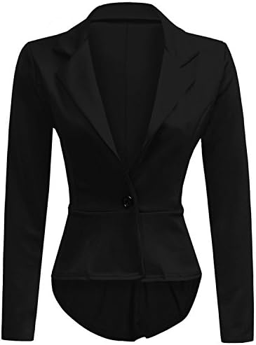 Coloroo Womens Crop Frill Shift Slim Fit Fitted Peplum Blazer Jacket Coat