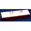 5 Clip Ring Display Jewelry Showcase White Leather Wood