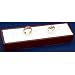 5 Clip Ring Display Jewelry Showcase White Leather Wood