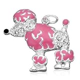 Sterling Silver CZ Pink Poodle Dog Charm