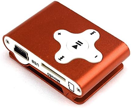 Efitty Mini Clip Metal USB MP3 Player Support Micro SD TF Card Music Media(Orange)