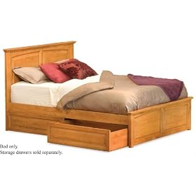 Twin Size Platform Bed with Raised Panel Footboard Caramel Latte Finish by Atlantic Furniture