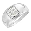 Ring With Genuine Diamonds Made in 14K White Gold (Size 7.5)