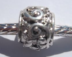 Antique Silver Plated Spacer Bead Fits Pandora Stamped Flowers (1)