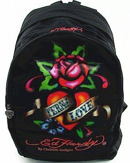 Ed Hardy Bruce Eternal Love Backpack B1BRUETL Black Book Bag