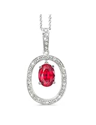 Large Duo Oval Diamond Pendant In 18K White Gold With A 1.06 ct. Genuine Ruby Center Stone.