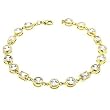 14k Gold Bonded CZ Bracelet with Radiant and Round Cut Clear CZ and Lobster Clasp in Goldtone