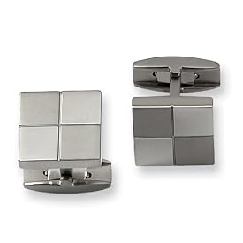 Brushed and Polished Titanium Cuff Links
