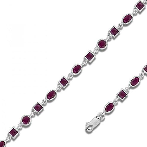 Sterling Silver 925 Genuine Ruby Gemstone Womens Bracelet - The Royal Gift Inc.