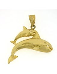 Dazzlers Solid 14 karats gold Double Whale Charm Pendant Available in three colors from jewelsberry (weights: 5.2 grams only)