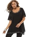 INC International Concepts Plus Size Top, Short Sleeve Studded Trim