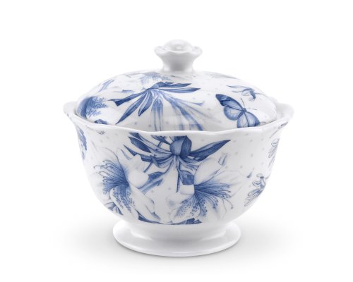 Portmeirion Botanic Blue Sugar Bowl Covered 4.25"