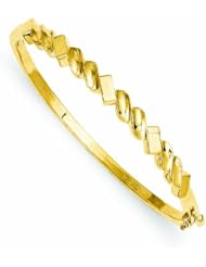 14K Gold 5.3mm Fancy Casted Hinged Bangle Bracelet