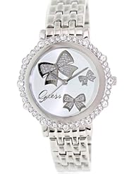 GUESS Womens U0303L1 Bow Inspired Silver-Tone Watch with Genuine Crystal Accents