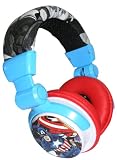 iHip MVF10266CA Marvel Captain America DJ Style Headphone, Red/White/Blue