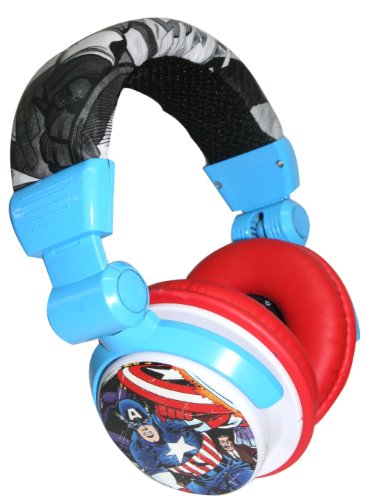  iHip MVF10266CA Marvel Captain America DJ Style Headphone, Red/White/Blue