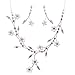 Accessoriesforever Women Bridal Wedding Prom Fashion Jewelry Set Floral Vine Pearl Rhinestone