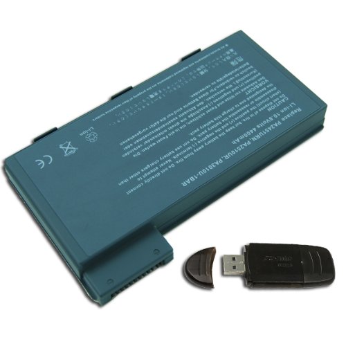 AGPtek High Capacity High Quality Li-ion Battery [4400MAH] For TOSHIBA Tecra 8000 series fits PA2451URN, PA2510UR PA3010U-1BAR PA2510 PA2510U Laptop Notebook Main Battery With USB2.0 SD Card Reader as gift