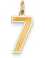 14k Yellow Gold Medium Satin Number 7 Charm Pendant. Metal Wt- 0.62g