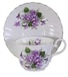 English Bone China Teacup & Saucer Floral Violet Decor