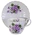 English Bone China Teacup & Saucer Floral Violet Decor