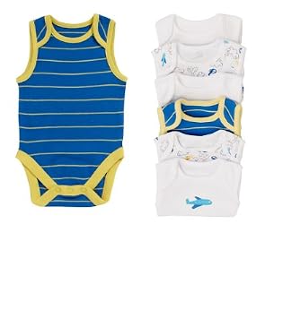 Boys Sleeveless Helicopter Bodysuits - 7pk