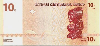 2003 Congo 10 Francs Banknote Currency Note