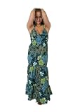 D08 New Ladies Flower Long Maxi Blue Dress Sizes 8-14 UK