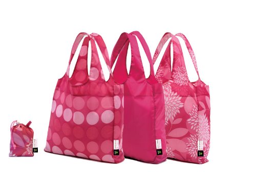 Green Bee 3pk Reusable Shopping Bags W pouch