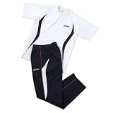asics（アシックス） 【メンズ】【ジャージ】吸汗速乾 機能Tシャツ＆ロングパンツ 上下セット　ホワイト／ネイビー