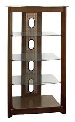 Poundex 5-Tier Glass Top Media Shelf, Chocolate