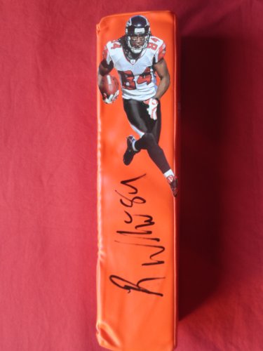 Roddy White Autographed Custom Photo Atlanta Falcons Football End Zone Pylon, Proof Photo of Roddy Signing for Us.