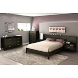 South Shore Gravity Headboard and Nightstands Kit in Ebony Finish