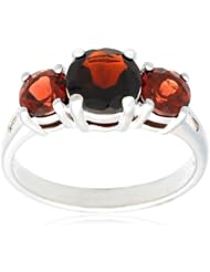 Sterling Silver 3-Stone Garnet Ring