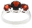 Sterling Silver 3-Stone Garnet Ring