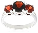 Sterling Silver 3-Stone Garnet Ring