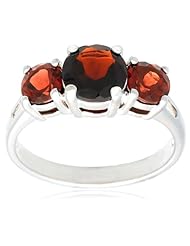 Sterling Silver 3-Stone Garnet Ring
