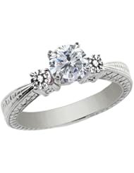 1.20 Ct Round H/I and White Diamond 925 Sterling Silver 3-Stone Ring