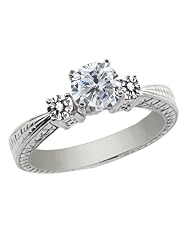 1.20 Ct Round H/I and White Diamond 925 Sterling Silver 3-Stone Ring