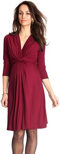 DEAYOKA Nursing Knot Front Maternity Dress, Wear Before/During/After Pregnancy Red S