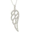 10k White Gold Angel Wing Pendant (1/4 cttw, I-J Color, I3 Clarity), 18"