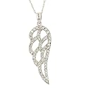 10k White Gold Angel Wing Pendant (1/4 cttw, I-J Color, I3 Clarity), 18"