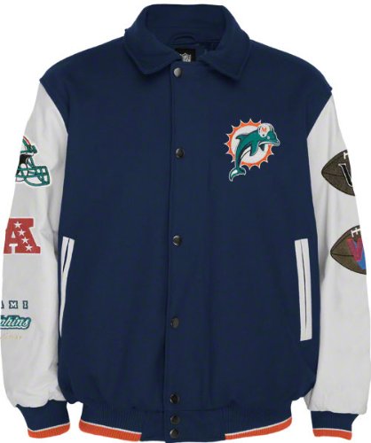 Miami Dolphins Full-Zip Commemorative Wool Varsity Jacket