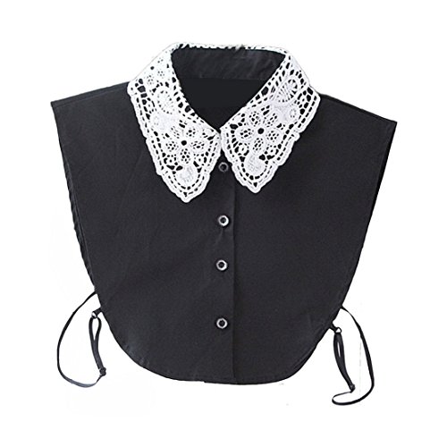 Sunward Fashion Women Girls Lace Half Shirt Fake Collar Detachable Blouse Tie (A)