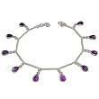 Unique Wedding Gifts Sterling Silver Amethyst Ankle Bracelet Pair 9.5 inches (ganklt046)