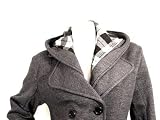 WOMENS MILITARY WINTER WARM COAT BUTTON COLLAR MID LENGTH JACKET BELT LADIES GREY SMALL 8