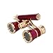 HQRP Opera Glasses Burgundy with Gold Trim w/ Built-In Extendable Handle in HQRP Gift Box