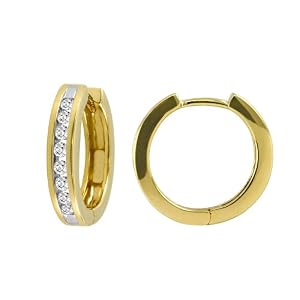 14k Yellow Gold Channel-Set Diamond Hoop Earrings (1 3 cttw, H-I Color, I1-I2... by