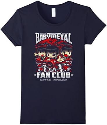Women's BabyMetal Fan Club Funny T Shirt - Babymetal Megitsune Medium Navy
