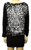 New Ladies Plus Size Tiger Sparkle Batwing Womens Long Sleeve Animal Top Sizes 16 - 26